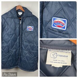 by Harvard Clothing Co. Navy Quilted Bomber Jacket - Gutwein Feeds Patch